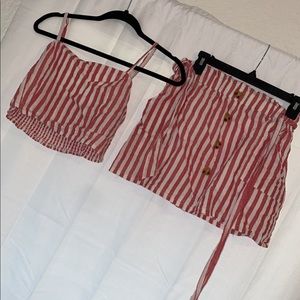 Red and white striped set